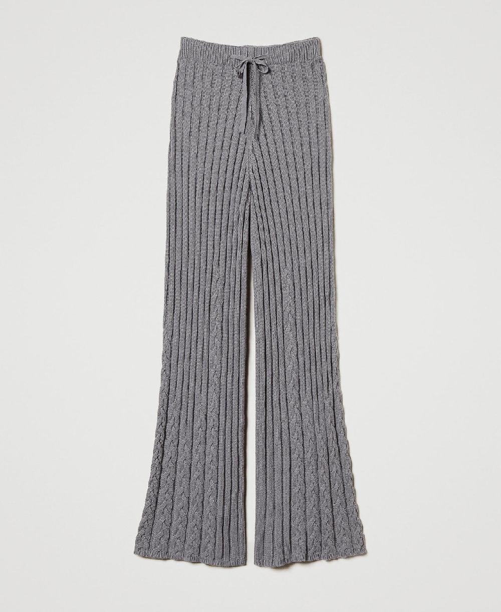Scee by twin set Pantaloni flare in filato Treeblend con trecce