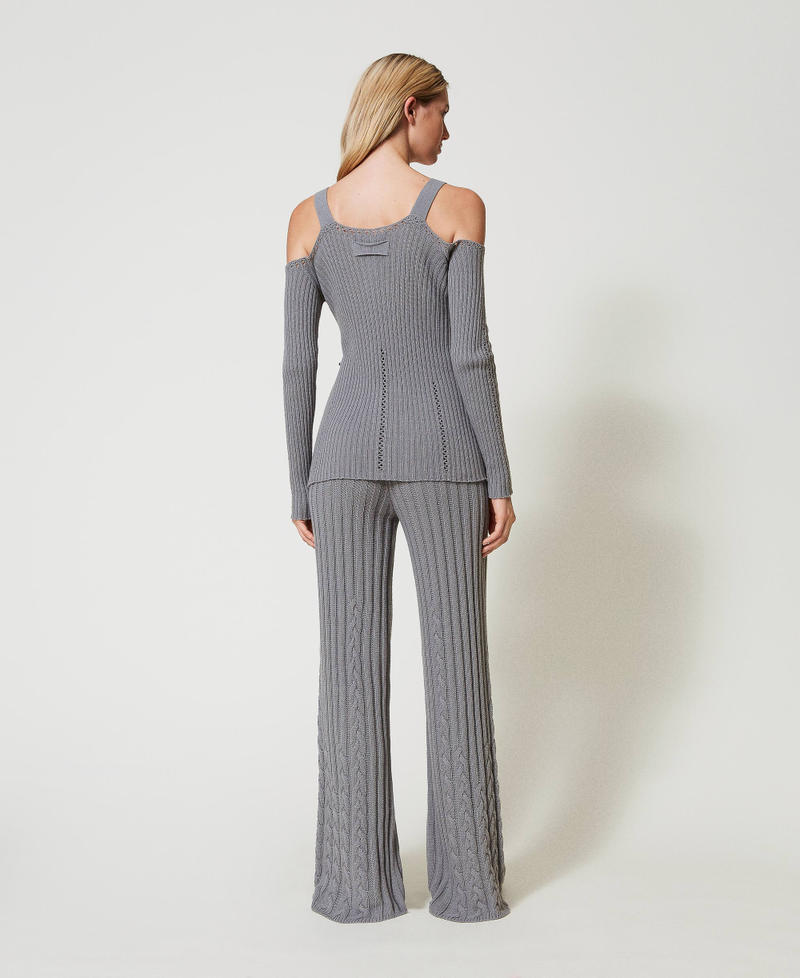 Scee by twin set Pantaloni flare in filato Treeblend con trecce Offerta