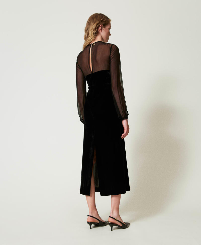 Scee by twin set Abito longuette in chiffon e velluto Economico
