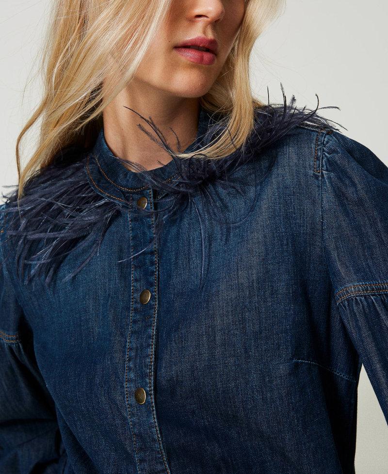 Scee by twin set Camicia in jeans con piume Online