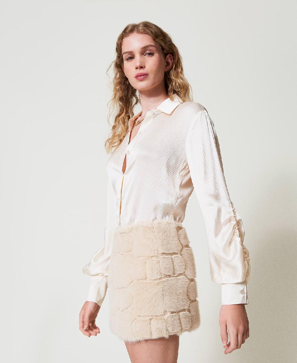 Scee by twin set Minigonna in faux fur con Oval T Outlet
