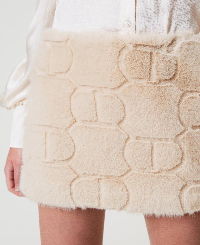 Scee by twin set Minigonna in faux fur con Oval T Outlet