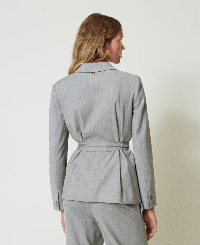 Scee by twin set Giacca blazer in misto lana con cintura Saldi