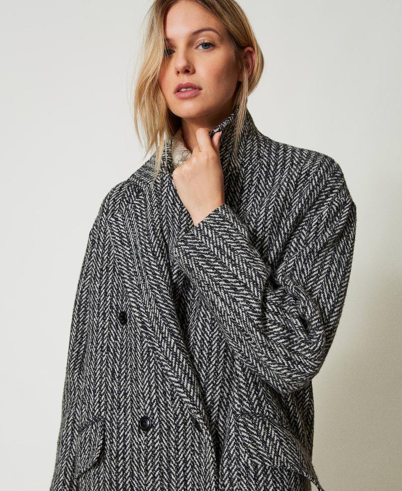 Scee by twin set Cappotto in misto lana gessato Offerte