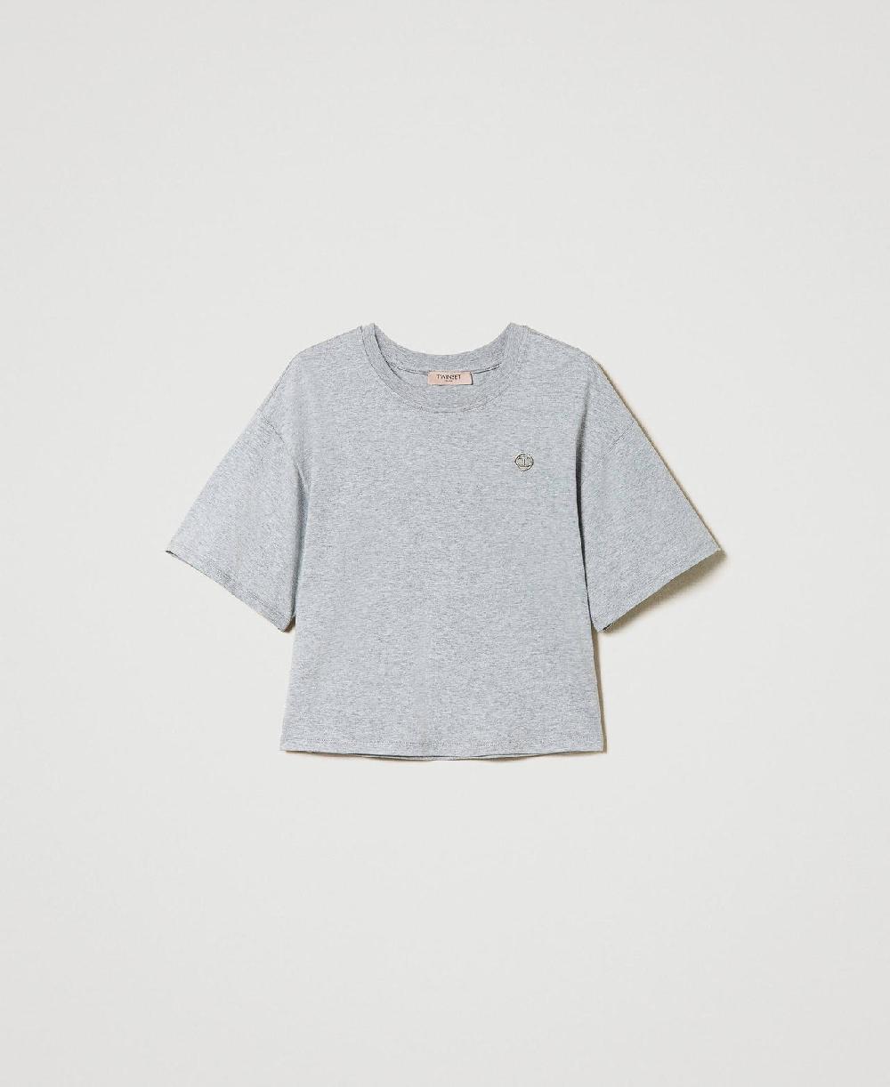 Scee by twin set T-shirt mélange con Oval T Sconto di tempo limitato