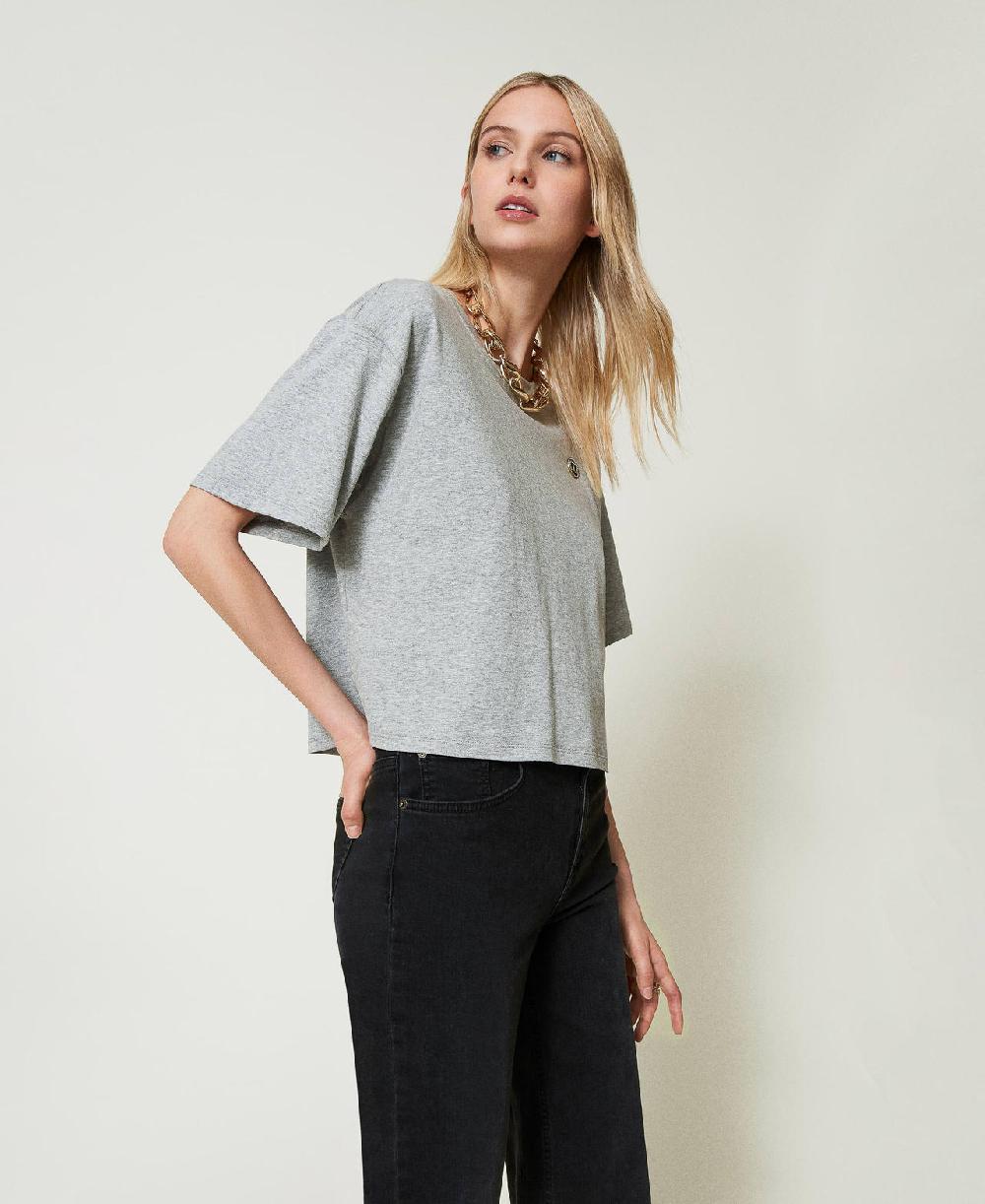 Scee by twin set T-shirt mélange con Oval T Sconto di tempo limitato