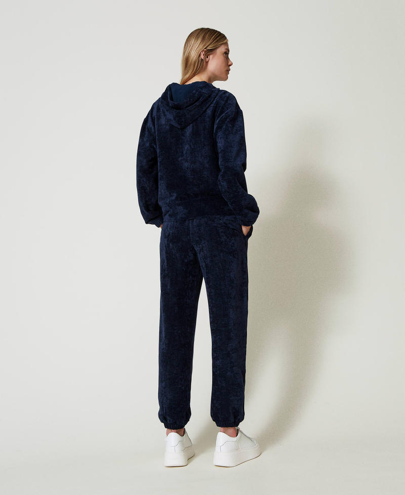 Scee by twin set Felpa in velluto con logo ricamato Negozio online di fabbrica