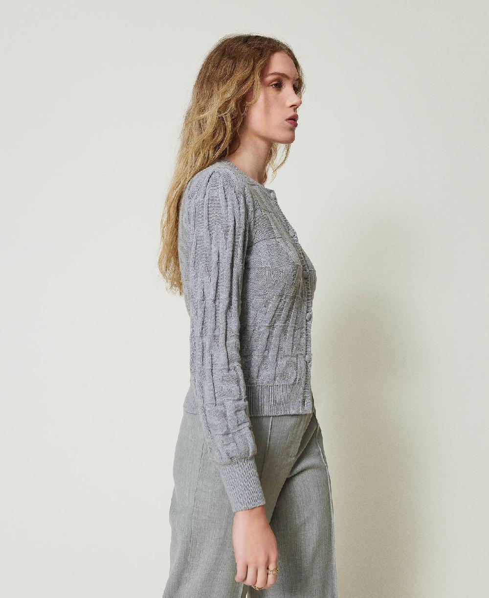 Scee by twin set Cardigan in cotone e cashmere con logo Offerta esclusiva