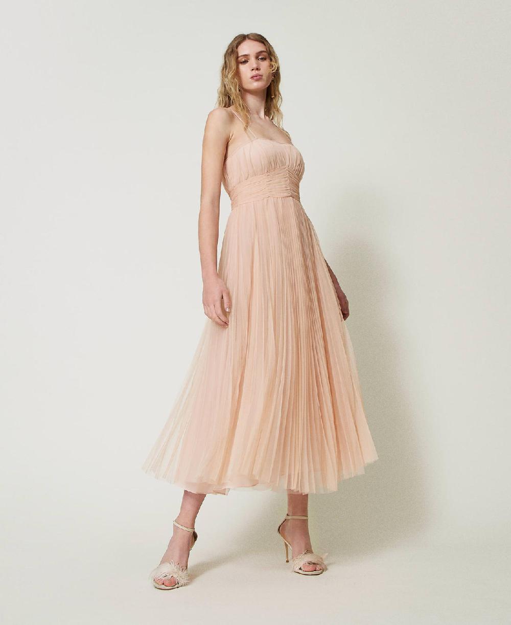 Scee by twin set Abito longuette in tulle plissé Cyber Monday