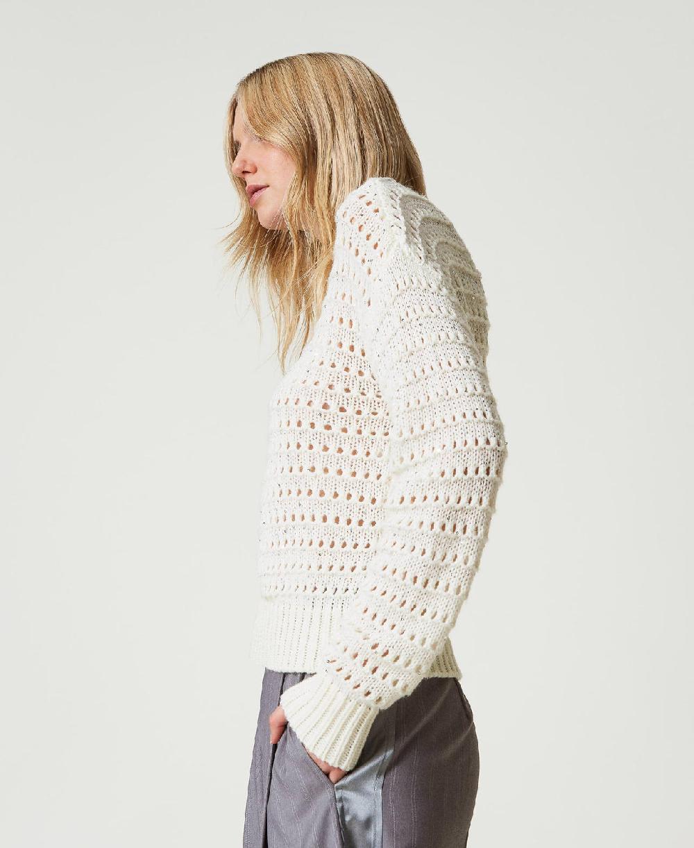 Scee by twin set Maglia traforata con paillettes Offerta natalizia