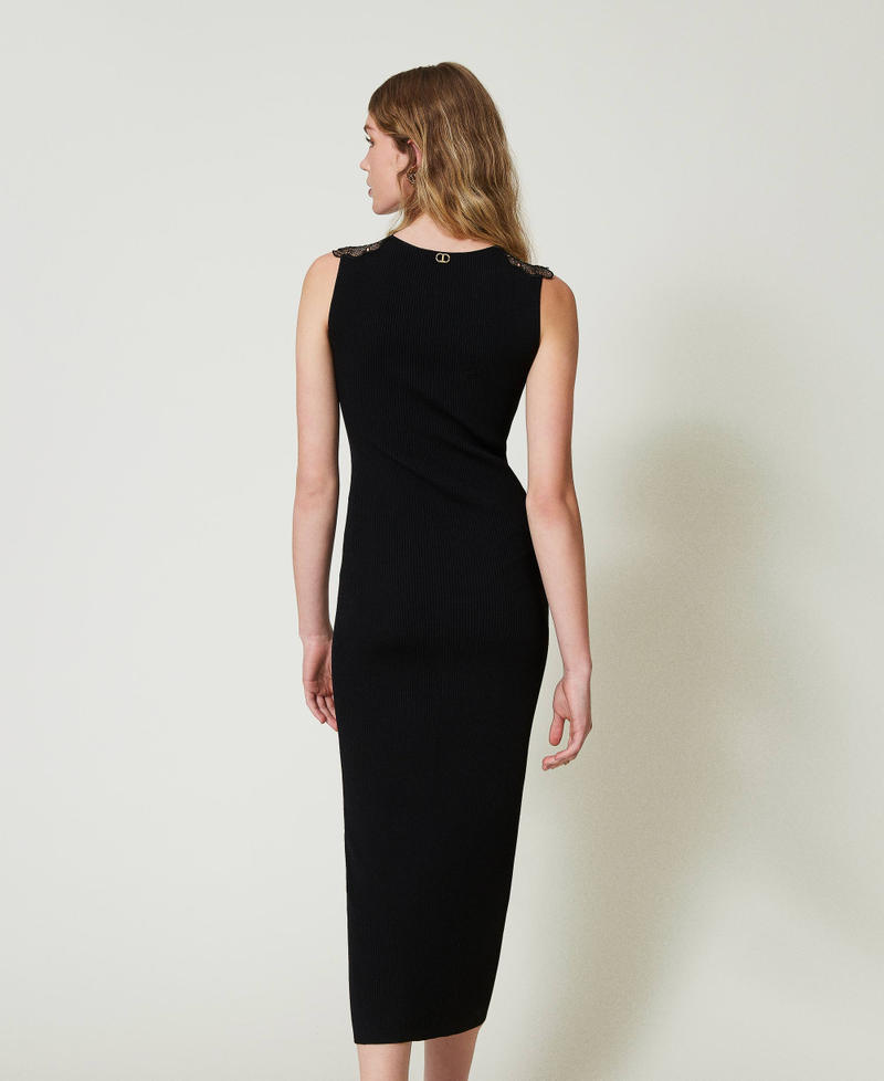 Scee by twin set Abito lungo in maglia con pizzo Offerta migliore