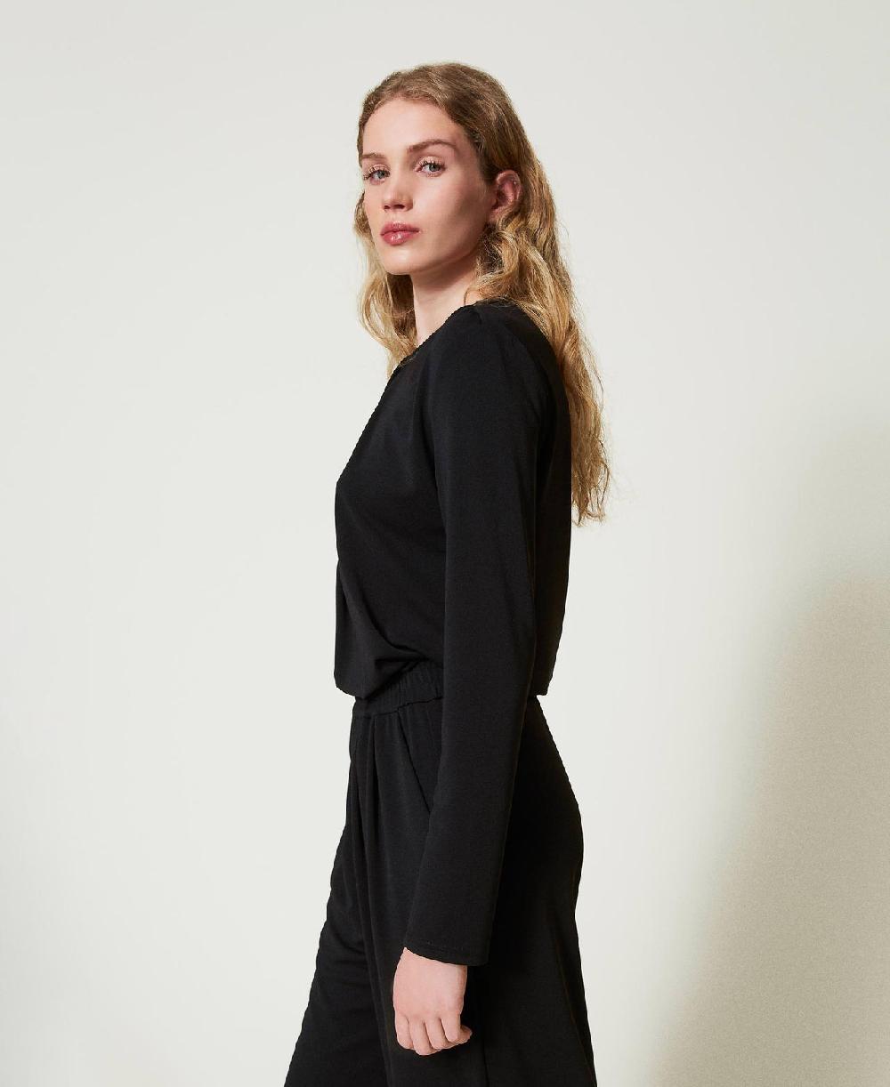 Scee by twin set Blusa in jersey crêpe con drappeggio Latest fashion
