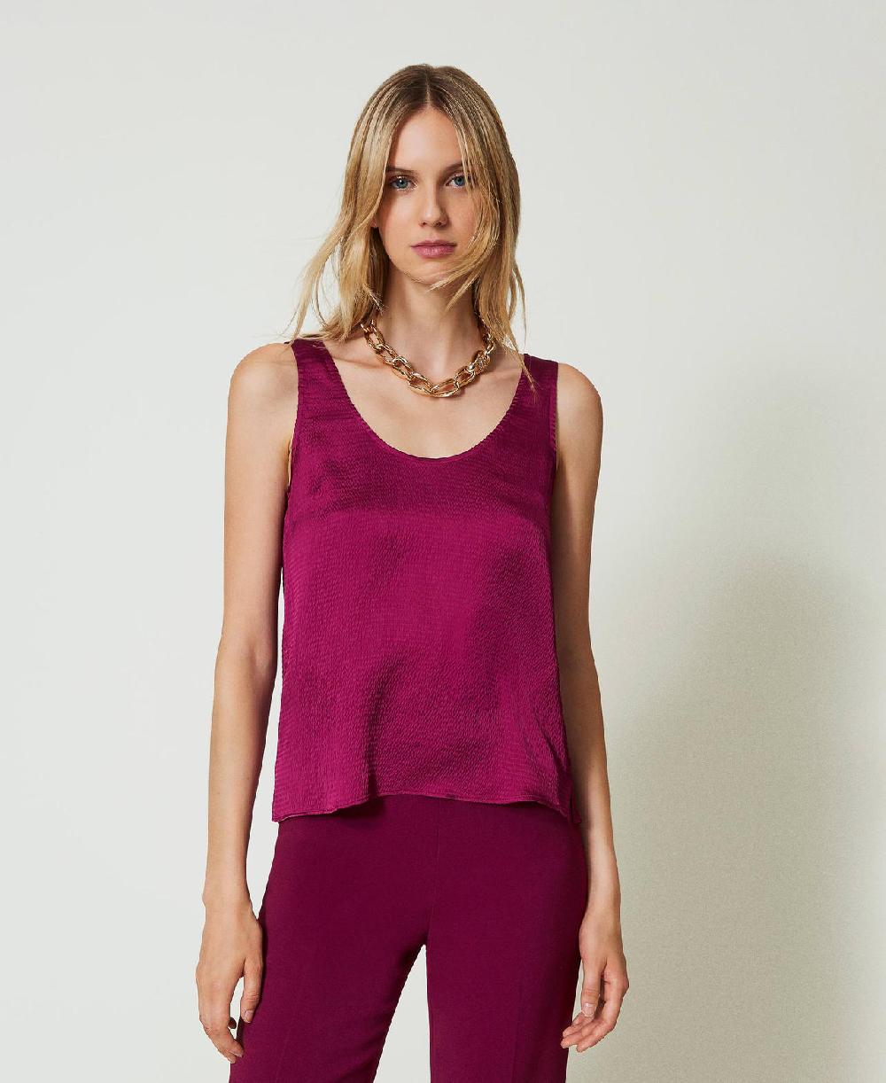 Scee by twin set Top in raso martellato Online Outlet