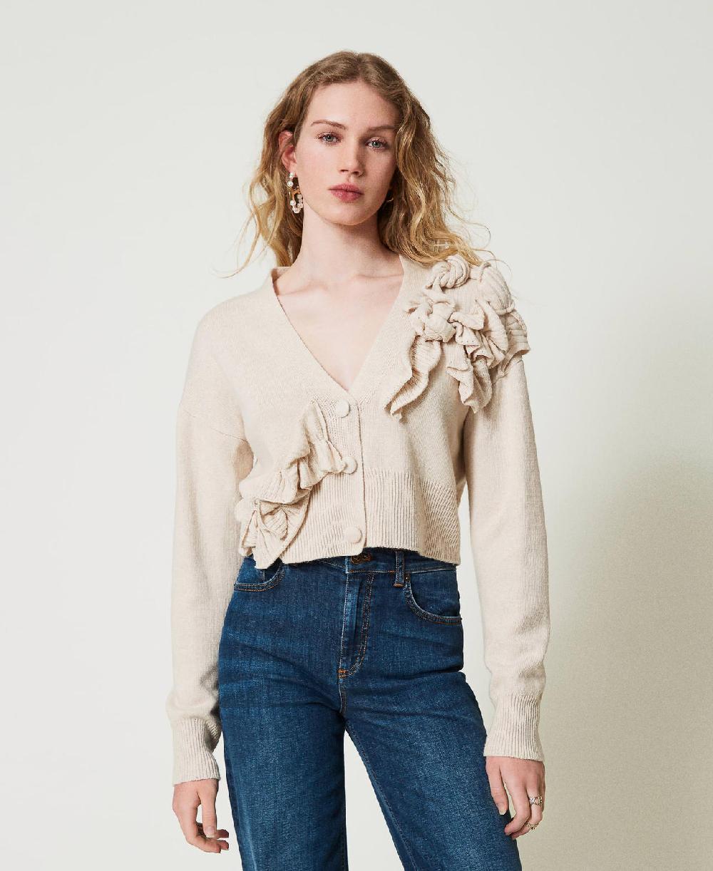 Scee by twin set Cardigan in misto lana con volant Offerte esclusive