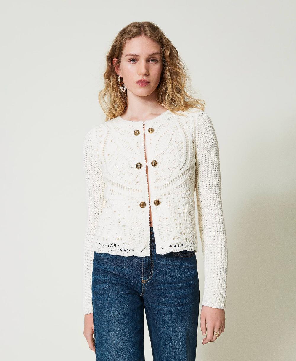 Scee by twin set Giacca in maglia misto lana crochet Lightning offer