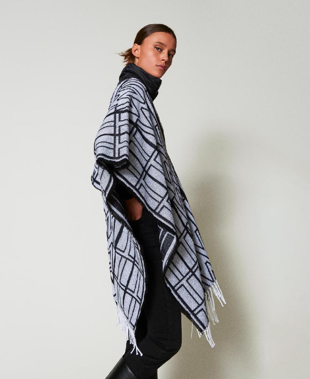 Scee by twin set Poncho jacquard con logo Grandi sconti