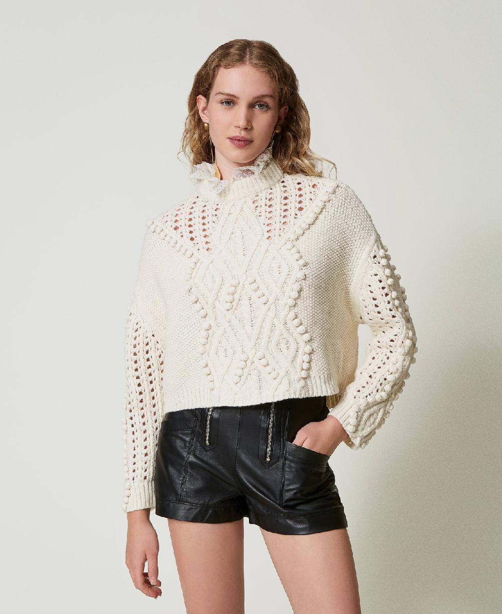 Scee by twin set Maglia in misto lana con mix di punti Offerte giornaliere