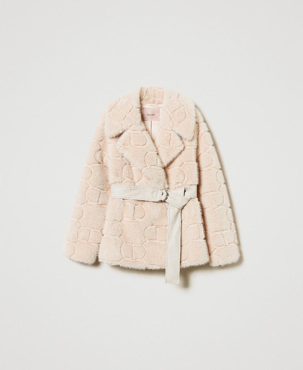 Scee by twin set Cappotto corto in faux fur con Oval T Offerta settimanale