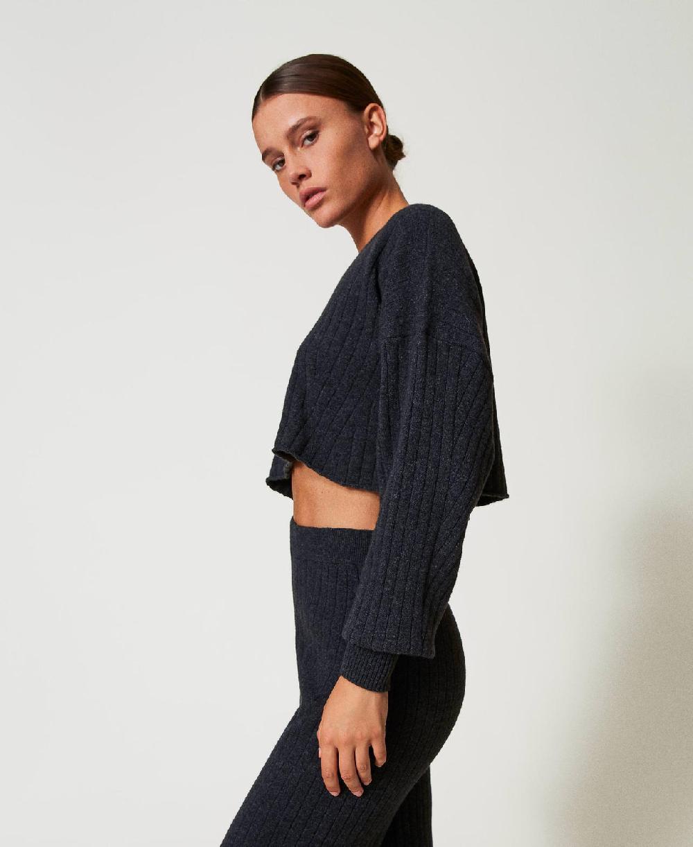 Scee by twin set Maglia cropped in misto lana Rilascio limitato