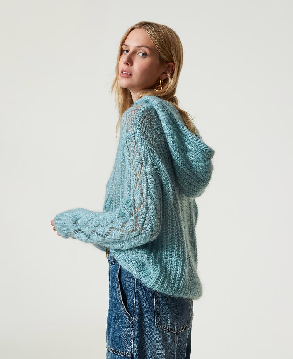 Scee by twin set Maglia in lana e mohair con cappuccio Ultimo giorno