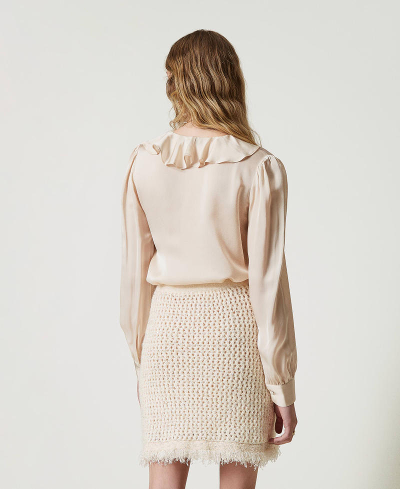 Scee by twin set Blusa in raso con volant Promozione temporanea