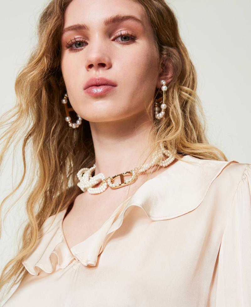 Scee by twin set Blusa in raso con volant Promozione temporanea