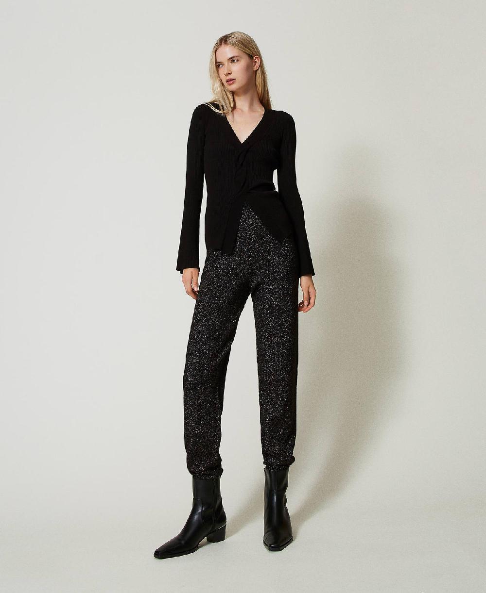 Scee by twin set Pantaloni joggers in maglia misto lana e lurex Fino al 50% di sconto