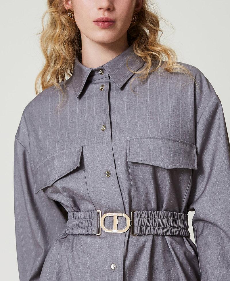 Scee by twin set Maxi camicia gessata con cintura Fino al 60% di sconto