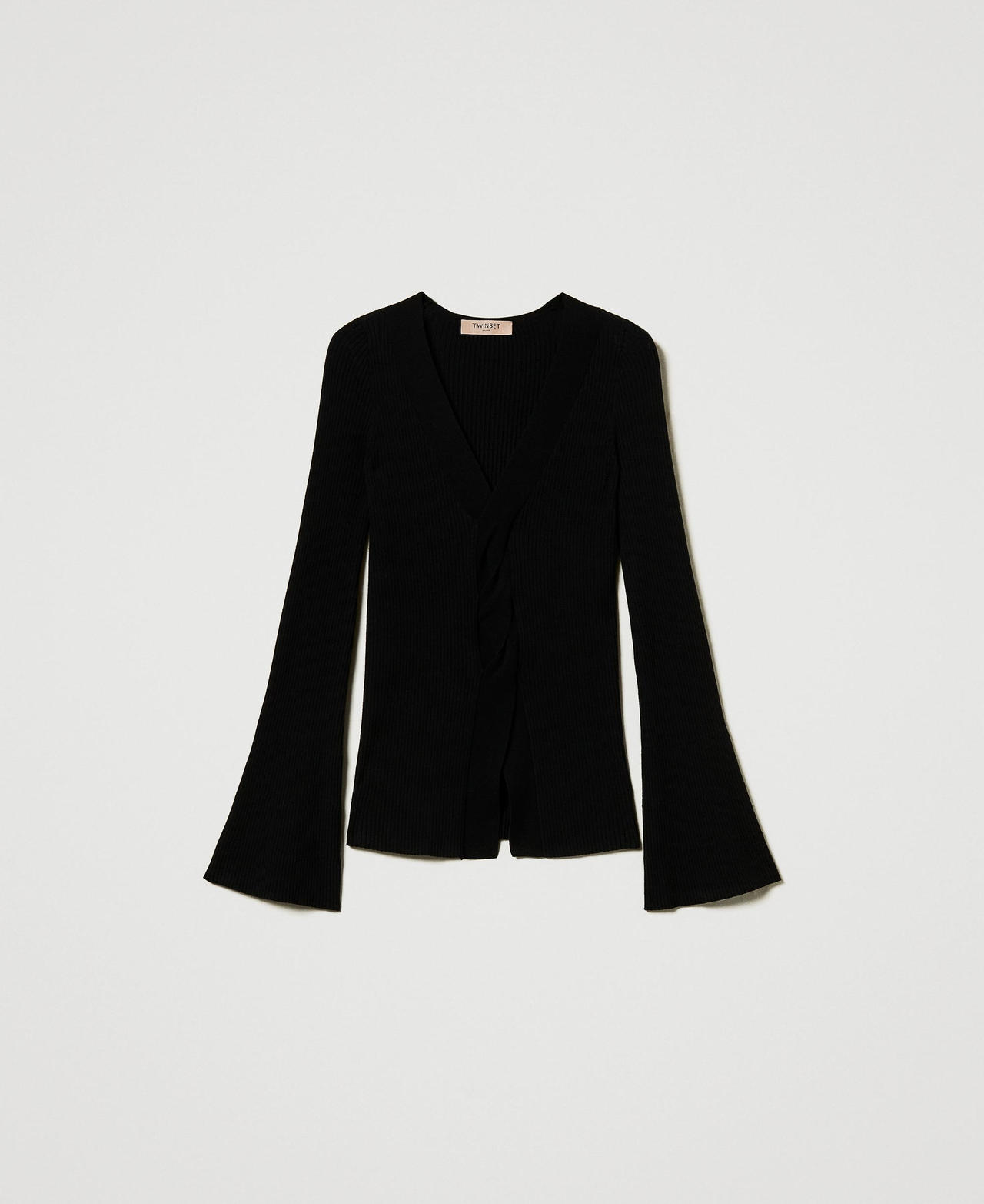 Scee by twin set Maglia fitted a costine con incrocio Offerta speciale della fabbrica