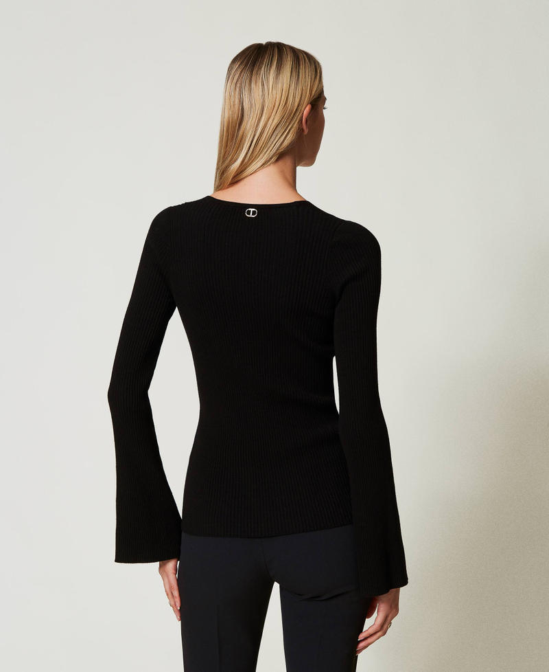 Scee by twin set Maglia fitted a costine con incrocio Offerta speciale della fabbrica