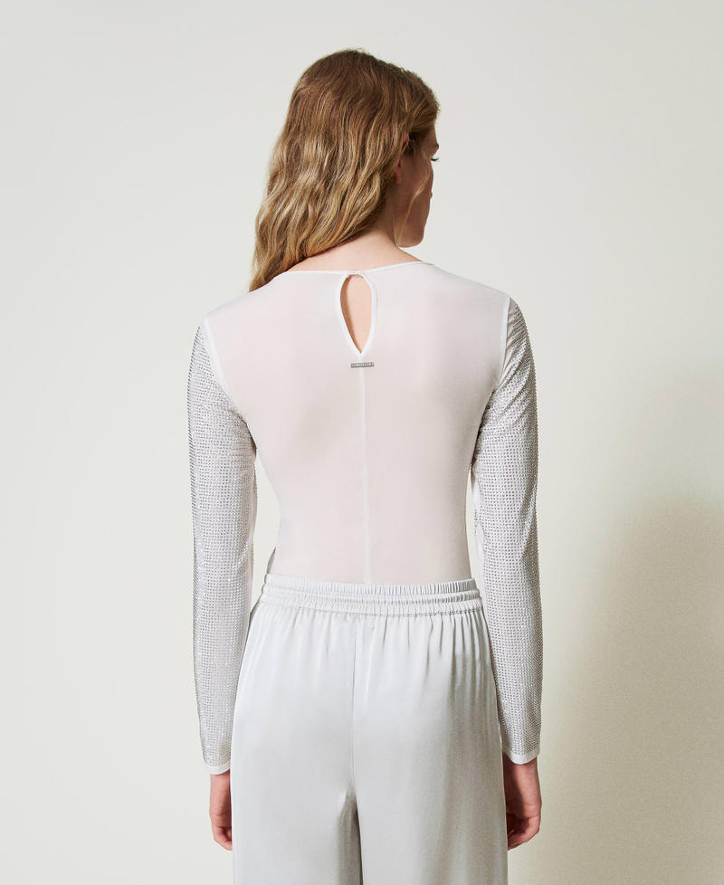 Scee by twin set T-shirt stretch con strass all over Sostegno trimestrale