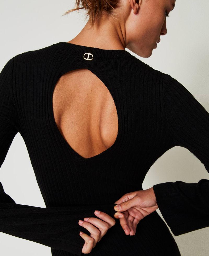 Scee by twin set Abito lungo in maglia a coste con apertura Super sconto