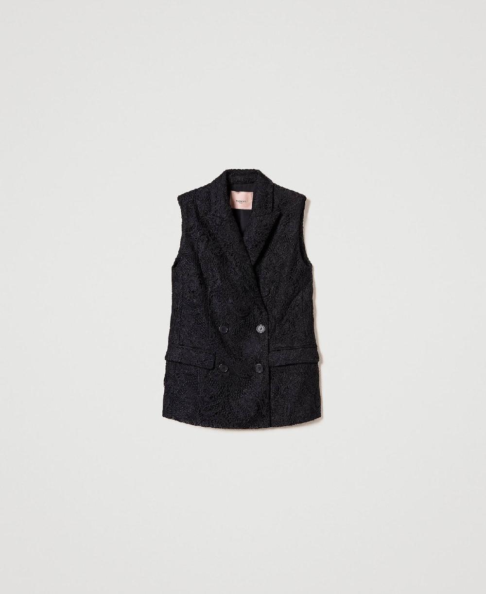 Scee by twin set Gilet doppiopetto in pizzo macramè 50% di sconto per tempo limitato