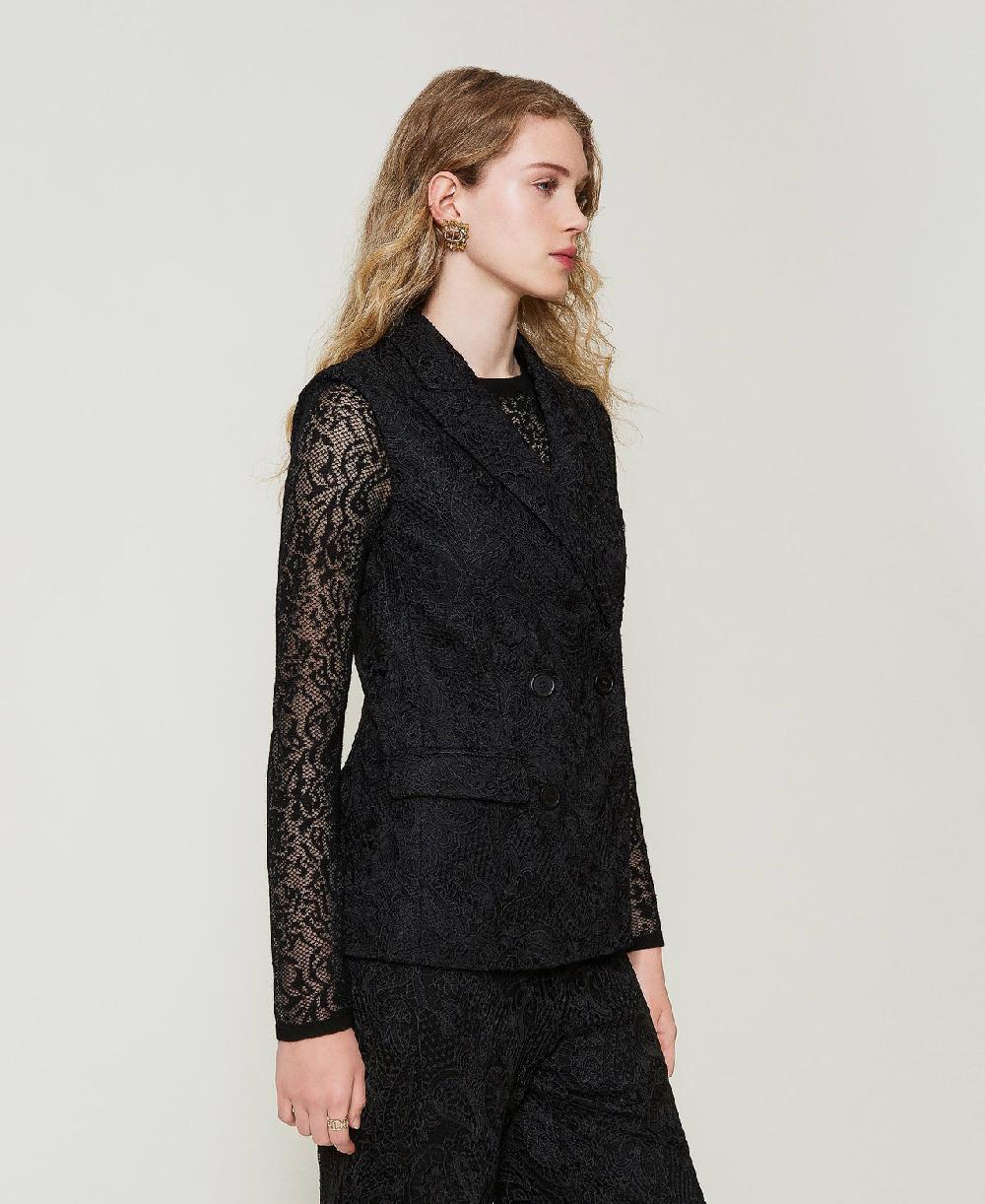 Scee by twin set Gilet doppiopetto in pizzo macramè 50% di sconto per tempo limitato