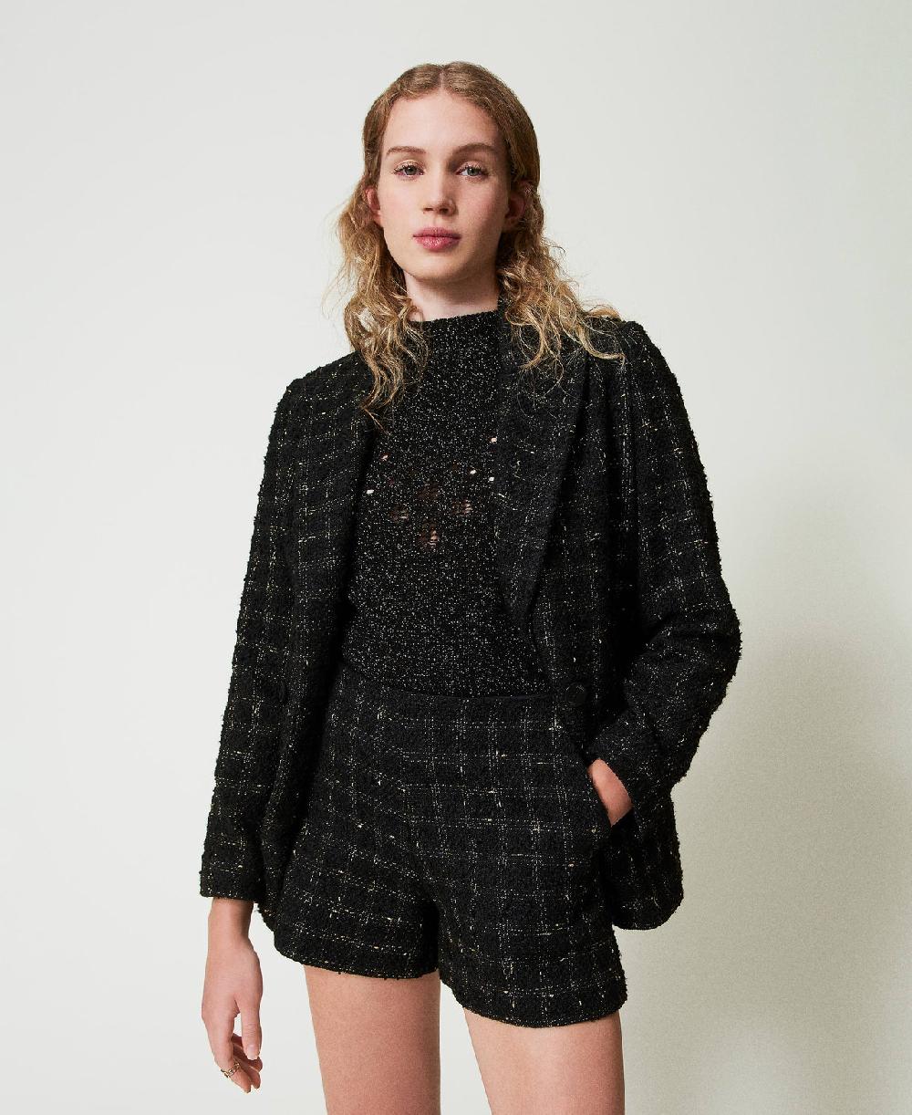 Scee by twin set Shorts bouclé a disegno check Sconti questo mese