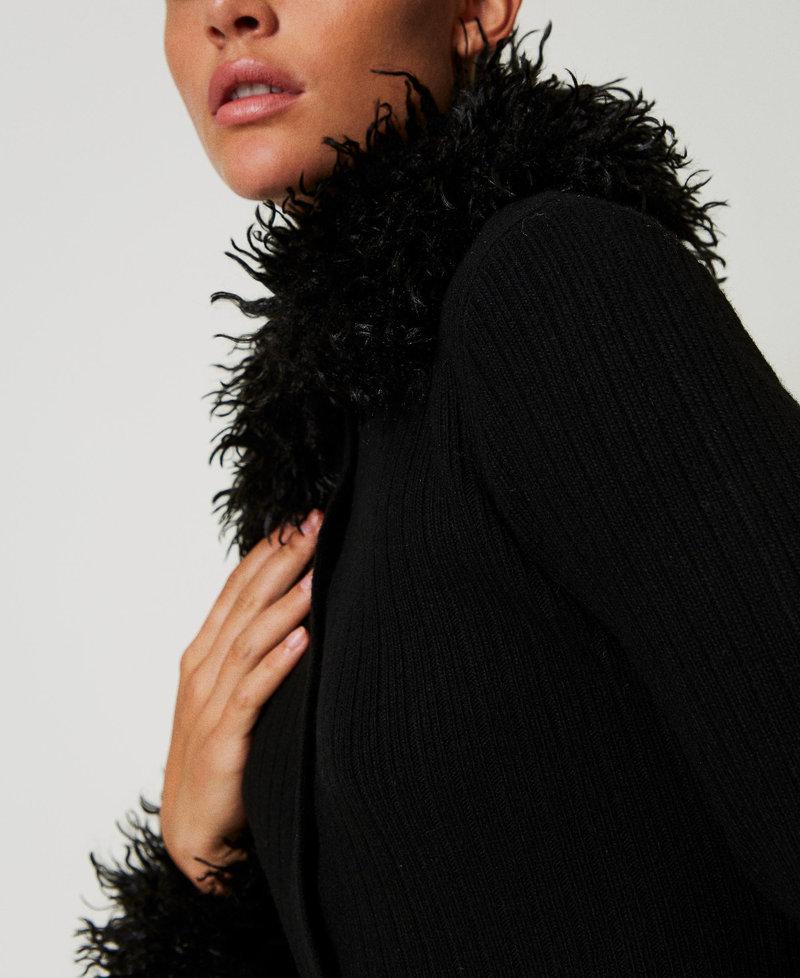 Scee by twin set Abito-cardigan lungo in misto lana e faux fur 2025