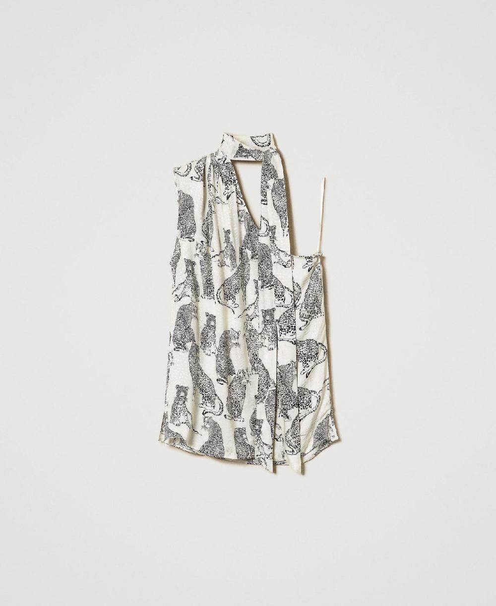 Scee by twin set Top monospalla jacquard con stampa giaguaro Italia