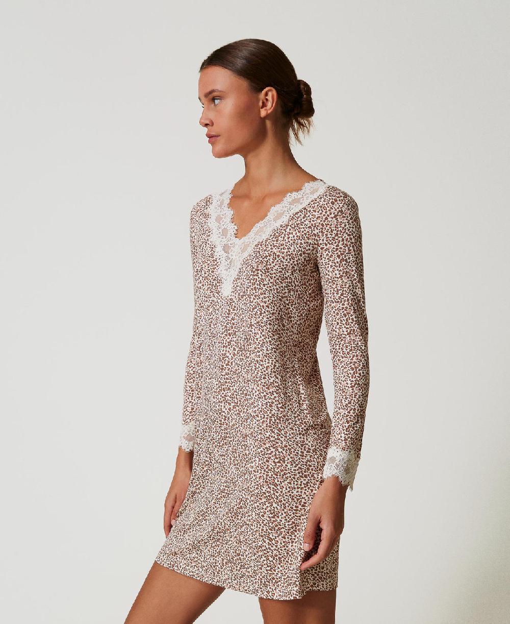 Scee by twin set Camicia da notte stampata con pizzo Vendita