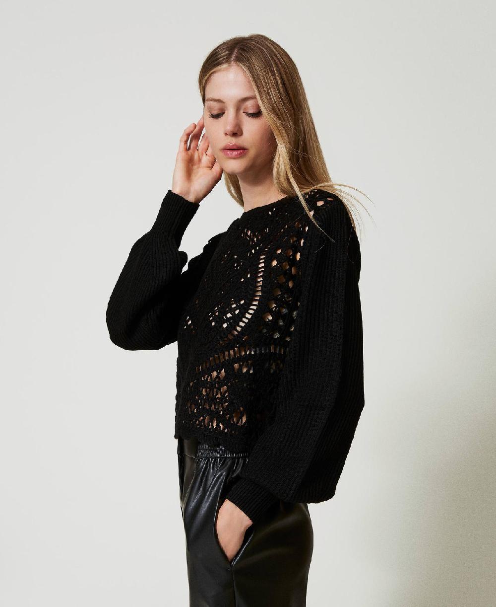 Scee by twin set Maglia in misto lana crochet Qualità Garantita