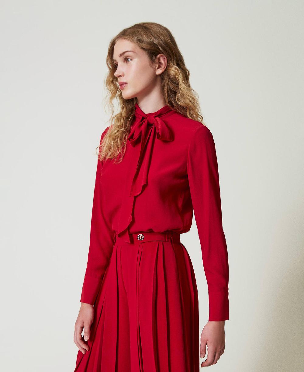 Scee by twin set Blusa misto seta con fiocco Acquista Ora