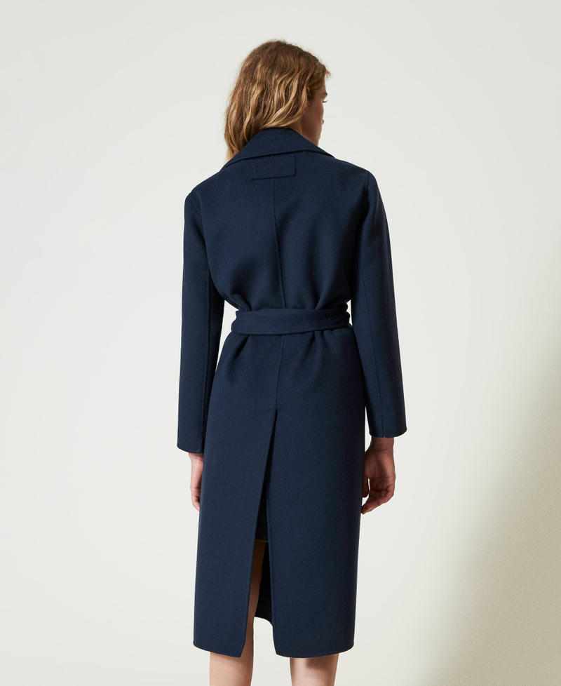 Scee by twin set Cappotto in panno double misto lana con piume Consegna Veloce