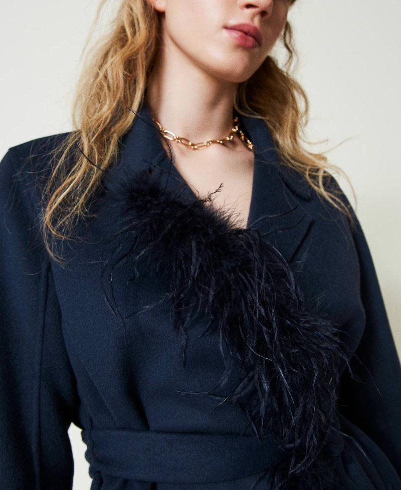 Scee by twin set Cappotto in panno double misto lana con piume Consegna Veloce