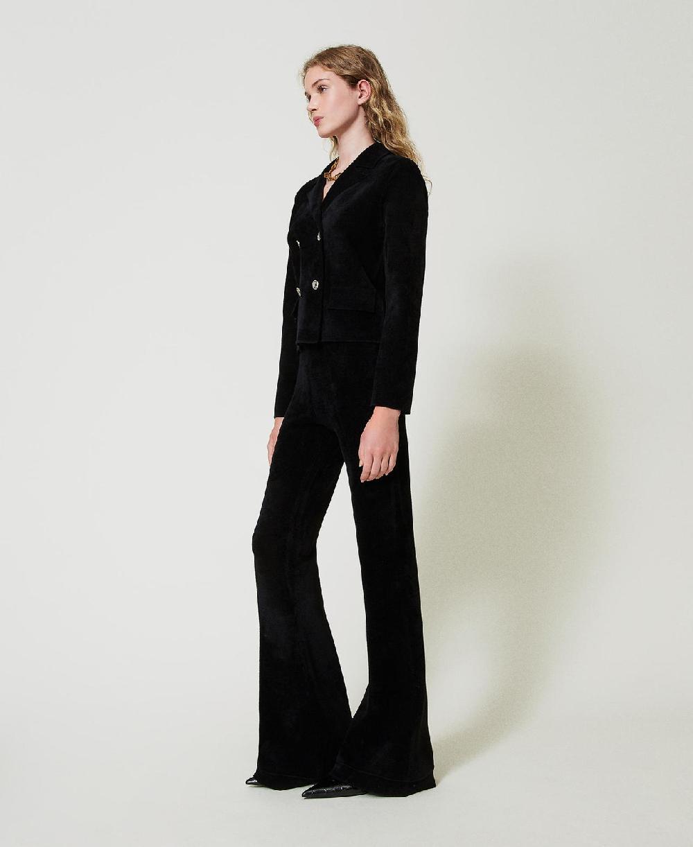 Scee by twin set Pantaloni flare in maglia con bottoni Oval T Promozione Limitata