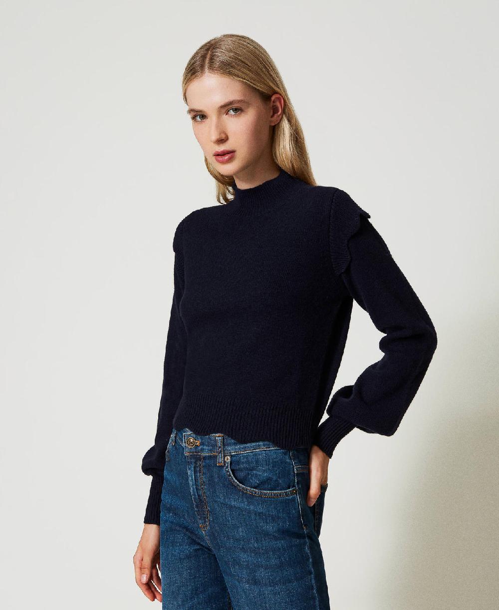 Scee by twin set Maglia in lana e cashmere con smerli Affare Del Giorno