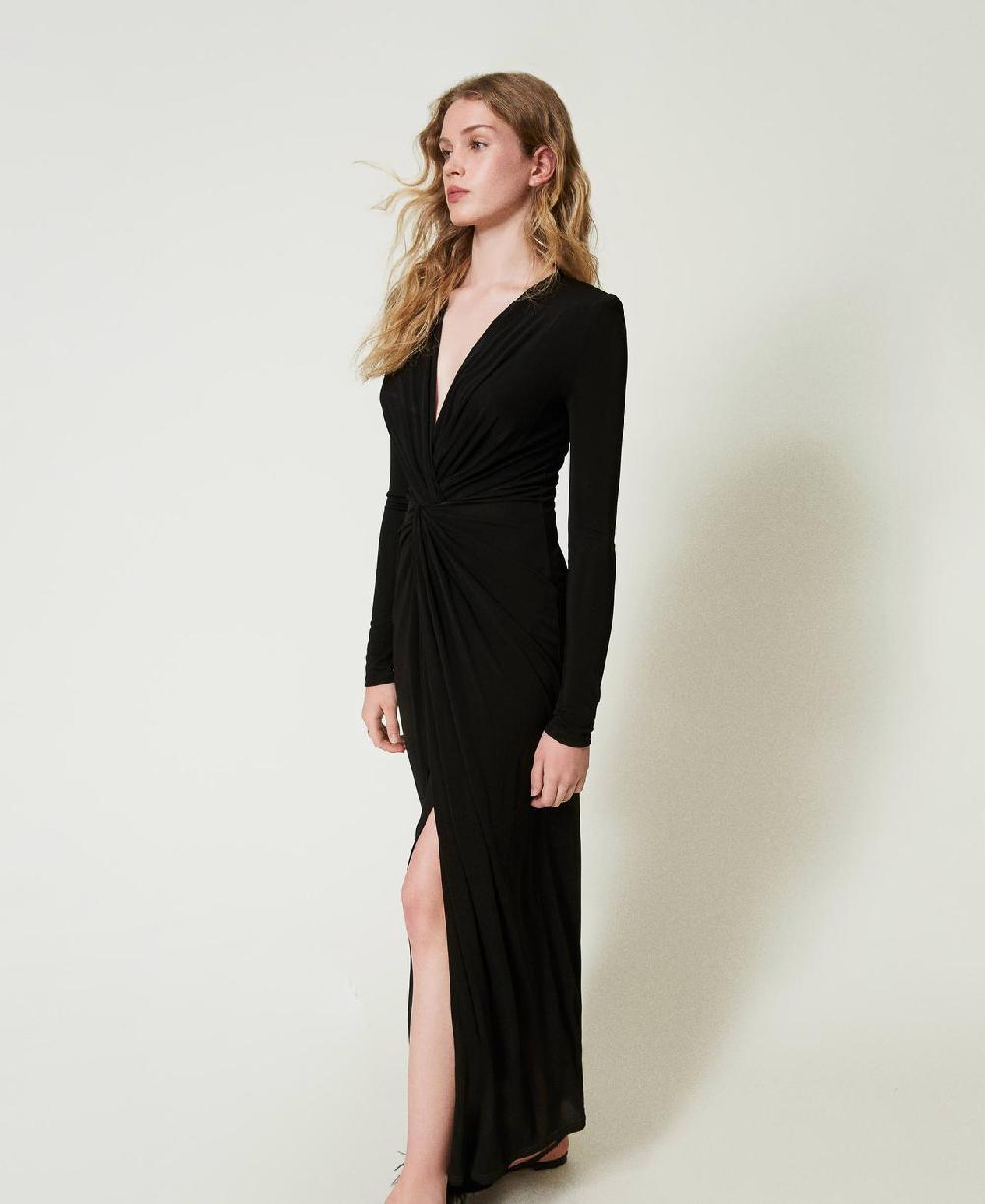 Scee by twin set Abito lungo in jersey con drappeggio Sottocosto