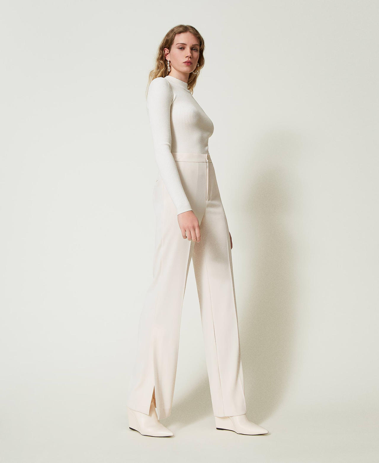 Scee by twin set Pantaloni straight leg con spacchi Novità