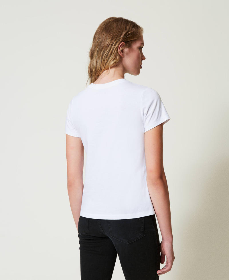 Scee by twin set T-shirt con balza in tulle e ricamo logo Economico