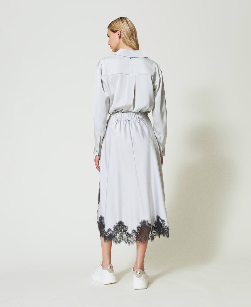 Scee by twin set Gonna lunga in raso e pizzo Online