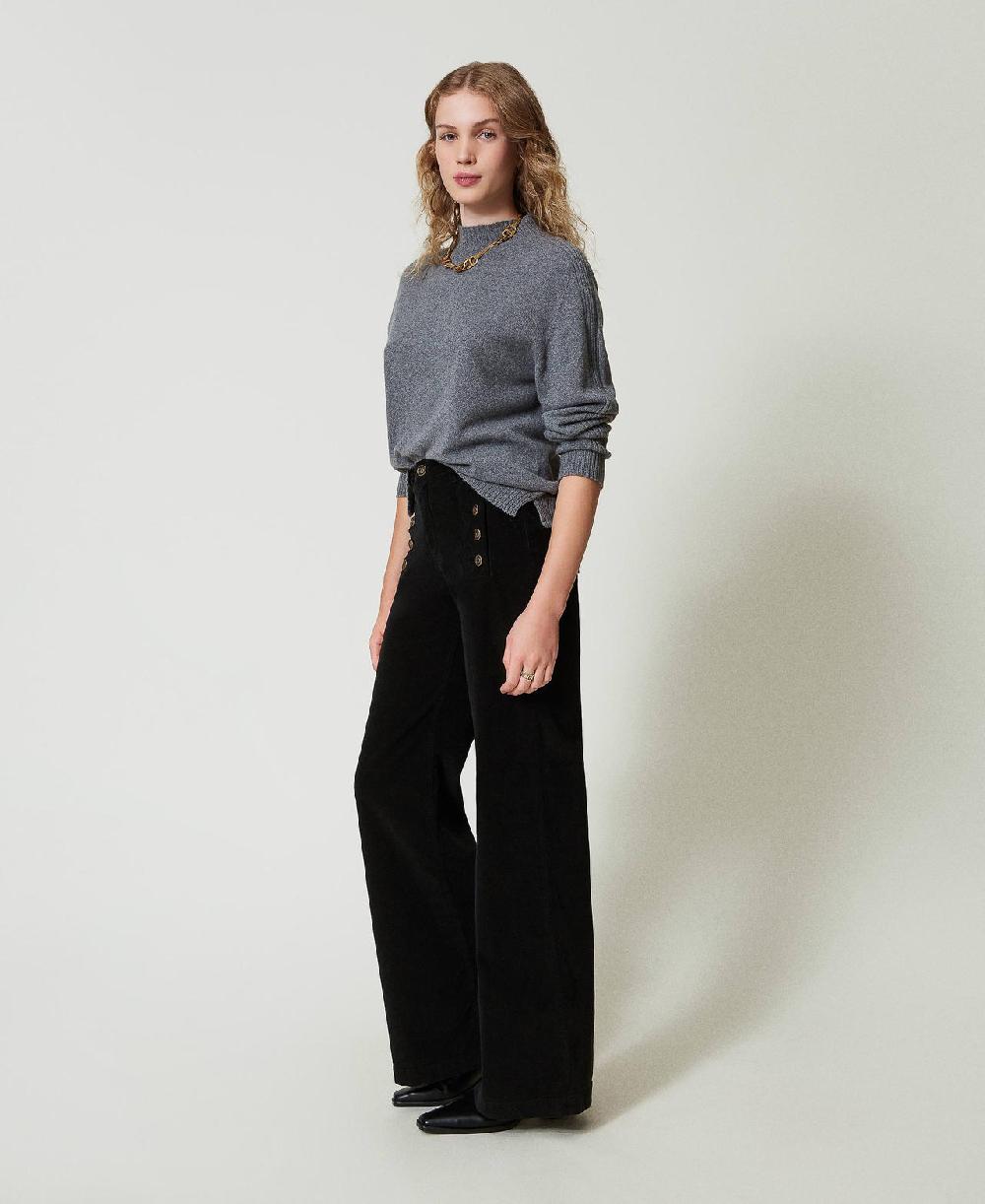 Scee by twin set Pantaloni in velluto con bottoni Saldi