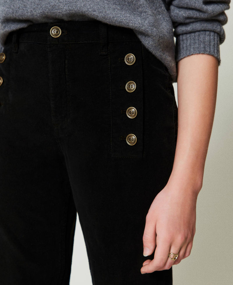 Scee by twin set Pantaloni in velluto con bottoni Saldi